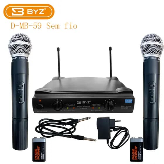 microfone semfio wireless BYZ D-MB-59 KIT Inclui 2 microfones
