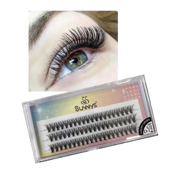 03 Caixas Cílios Tufinho Sunnys 0.10 Luxo Alongamento e Extensão Cílios Lashes D-10mm D-12mm D-14mm