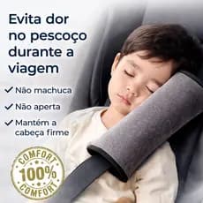 Almofada Pescoço Dormir Cinto Carro Ergonômico Conforto Viagem Longa ADULTO/INFANTIL TECIDO SUEDE-MALUZI