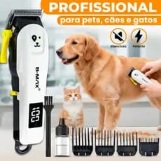 Máquina de Tosa Tosar Cachorro Cães Gato Pet Profissional Baixo Ruído Aparador Pelos Recarregável