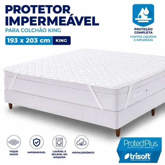 Protetor Para Colchão King 100% Impermeável com Elástico em Toda Volta Super Silencioso