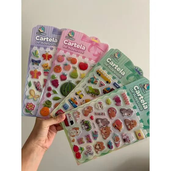 Kit Cartela de Adesivos 3D Infantil Sticker Modelos Cartela Grande