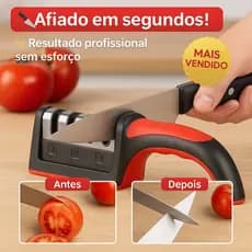 Amolador Afiador De Facas Aço Inox Com 3 Borda Profissional Base Emborrachado Corte em Segundos!