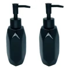 Porta Sabonete Liquido Dispenser Em Cerâmica Diamante Banheiro Lavabo Preto Brilho Intenso