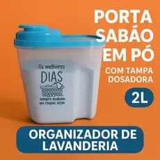 Porta Sabão em Pó com Tampa Dosadora 2L Lavagem de grande capacidade Organizador de Lavanderia