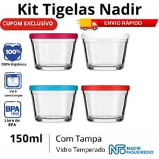 Kit com 4 Tigelas Marinex Americano Com Tampa 150ml - Nadir Figueiredo