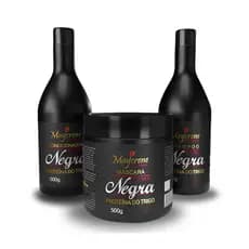 Kit Lama Negra Shampoo Condicionador Mascara 3 produtos cabelo escuro