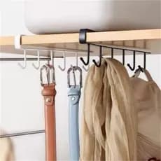 Suporte De Metal C/6 GANCHOS Porta Xícaras Canecas Utensílios Em Geral Para Pendurar No Armário
