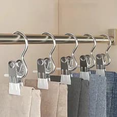 Kit Cabide Metal Com Prendedor Clip Para Pendurar Calça Armário Presilha Roupas Gancho Giratório