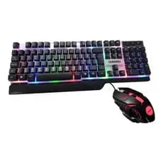 Teclado e mouse gamer Durawell DW-550 Português Brasil teclado branco e preto, mouse preto