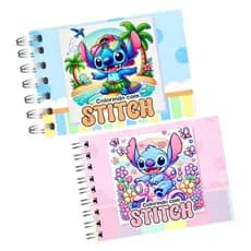 Livro De Colorir STITCH Caderno Varios desenhos exclusivos 48 Folhas Rosa ou Azul Mais Acetato