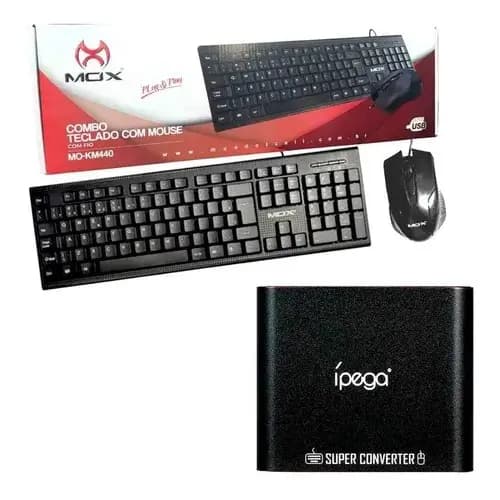 Kit Gamer Basic Conversor Ipega 9116 para usar em Teclado E Mouse com fio