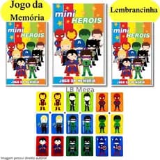 Kit com 3 até 30 Caixinhas Jogo da Memória Heróis Brinquedo Educativo para Crianças e Festas