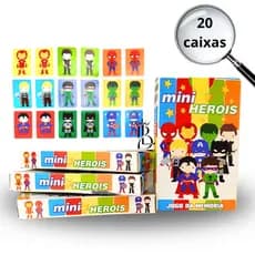 kit 20 Cx Jogos da Memória HERÓIS Infantil Brinquedo Educativo Presente Criança Lembrancinha