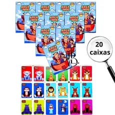 kit 20 Jogos da Memória Arca de Noé Brinquedo Educativo para Crianças e Festas Cartas Ilustrada