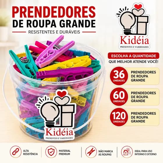 36/60/120 Pregadores Roupa De Plástico Grande Reforçado Cores Sortidas Prendedor Varal Grampo Forte
