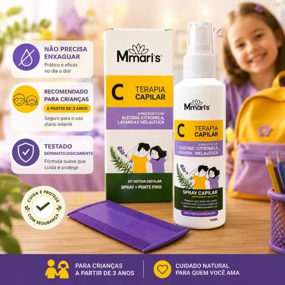 Spray Para Piolhos e Lendeas Creme de Pentear Alivia Coceira Sem Enxágue Infantil  Piolho Repelente