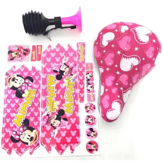 kit infantil Montagem Feminina Bike corneta Selim sem canote e Adesivo