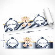 Faixa Decorativa  Urso Principe Com Nome Infantil Papel Parede para o quarto do seu bebê infantis