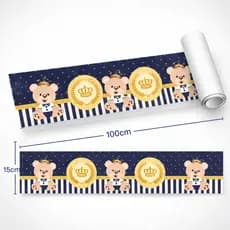 Faixa Decorativa Adesiva Urso Principe Azul Marinho Infantil P/ Quarto Criança Papel de Parede