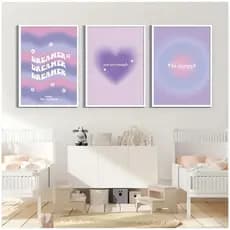 Quadro Decorativo  afirmação espiritual em gradiente roxo, 3 peças, pôsteres e impressões nórdicas,