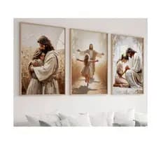 Quadro Decorativo Jesus Religioso Amor Confia Abraço Familia Amor Hall Sala
