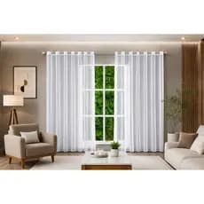 Cortina De Voil Transparente Para Sala E Quarto 3,00 X 2,50 Ilhós Cromado