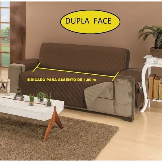 Capa Protetora de Sofá 1,80m Retrátil 3 Lugares King Dupla Face