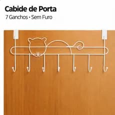 Organizador Para Porta 7 Ganchos Cabide Suporte Sem Furo