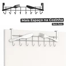 Porta Talheres Organizador com 8 Ganchos para Porta de Armário Cozinha