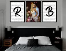Kit Quadros Decorativo Personalizado 3 Peças 60x40 Mosaico Quarto Casal SUA FOTO AQUI Inicias Nome