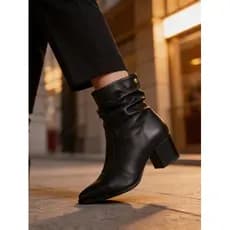 Bota Cano Curto Feminina Via Uno Casual Elegante Preto