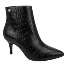 Bota Cano Curto Salto Fino Bico Fino Via Uno Preto Croco 156081