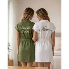 Roupão Robe Hobby Noiva + Mae Da Noiva Tecido Lux Sem Brilho
