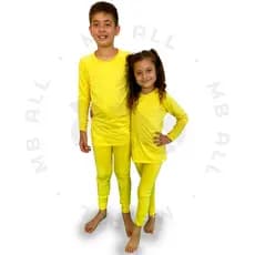 Conjunto Térmico Segunda Pele Unissex Roupa Infantil Kids pijama Amarelo proteção solar