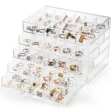 ORGANIZADOR 120 DISIVORIAS PORTA JOIAS CAIXA ACRILICA 5 GAVETAS BIJUTERIAS ACESSORIOS MESA ARMAZENAMENTO COMPARTIMENTOS