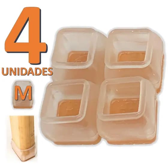 Kit 04 Peças Protetor De Silicone Para Pé Da Mesa E Cadeira Transparente QUADRADO Tam: M
