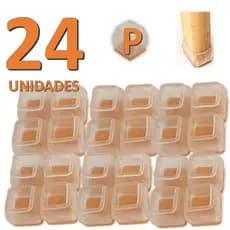 Kit 24 Peças Protetor De Silicone Para Pé Da Mesa E Cadeira Transparente QUADRADO Tam: P