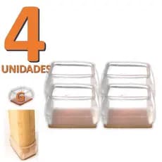 Kit 04 Peças Protetor De Silicone Para Pé Da Mesa E Cadeira TRANSPARENTE RETANGULAR Tam: G MOD200080