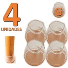 Kit 04 Peças Protetor De Silicone Para Pé Da Mesa E Cadeira Transparente CÔNICO Tam: G