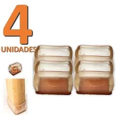 Kit 04 Peças Protetor De Silicone Para Pé Da Mesa E Cadeira CASTANHO RETANGULAR Tam: G MOD200078