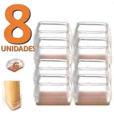 Kit 08 Peças Protetor De Silicone Para Pé Da Mesa E Cadeira TRANSPARENTE RETANGULAR Tam: G MOD200080