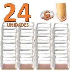 Kit 24 Peças Protetor De Silicone Para Pé Da Mesa E Cadeira TRANSPARENTE RETANGULAR Tam: G MOD200080