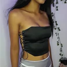 Cropped Corset Feminino Tomara que Caia com Amarração Lateral