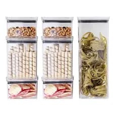 Kit 10 Potes de Mantimentos Herméticos Retangulares Empilháveis  - Lumini
