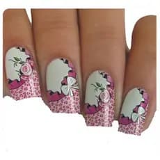 Adesivo de unha de flor e lacinho rosa películas para unhas