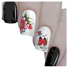 Adesivo para unha películas de flores e joaninha