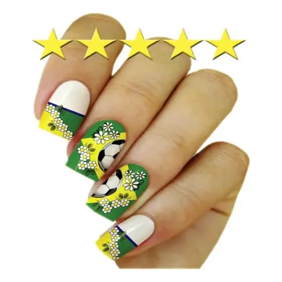 Adesivo de Unha Copa Brasil 10 cartelas 120 películas para unhas