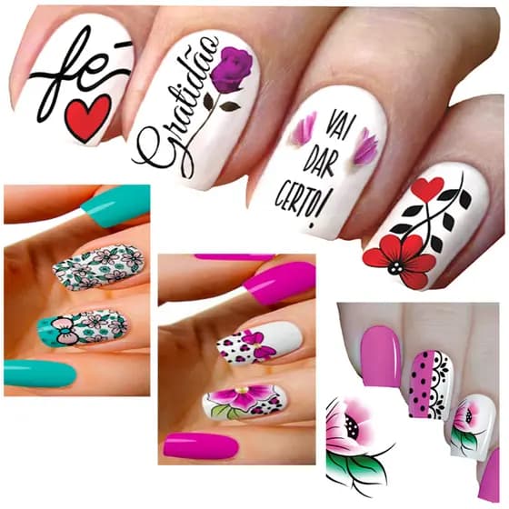 336 Películas para unhas tipo 3D artesanal 28 cartelas adesivo de unha prontos para aplicar em unhas gel ou naturais