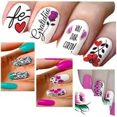 336 Películas para unhas tipo 3D artesanal 28 cartelas adesivo de unha prontos para aplicar em unhas gel ou naturais